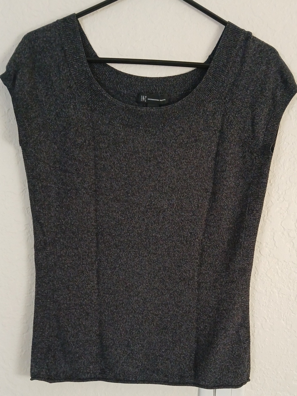 INC International Concepts Dark Gray Raglan Cap-Sleeve Sweatet Size Medium